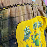 Bleached Flannel Plaid Types of Cactus Shirt, L