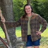 Bleached Flannel Plaid Types of Cactus Shirt, L