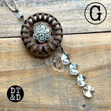 Repurposed Vintage Faucet Handle Ornament with Rhinestones & Crystals