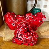 Set of 3 Bandana Heart Pillows