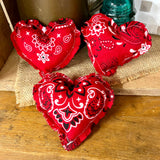 Set of 3 Bandana Heart Pillows