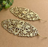 HUGE Gold Tone Filigree Statement Earrings, Made with Vintage Supplies in Texas