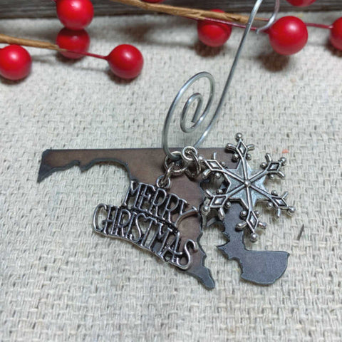 Maryland Ornament with Merry Christmas & Snowflake Charms