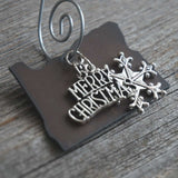 Oregon Christmas Ornament with Merry Christmas & Snowflake Charms, Small