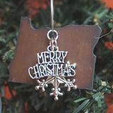 Oregon Christmas Ornament with Merry Christmas & Snowflake Charms, Small