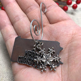 Pennsylvania Christmas Ornament with Merry Christmas & Snowflake Charms, Small
