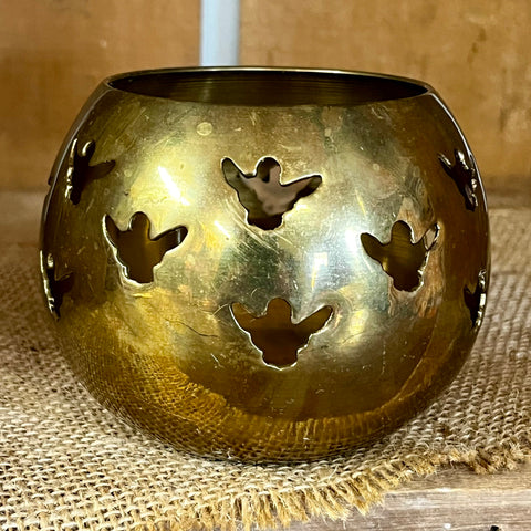 Vintage Brass Votive Holder – Angel Cutouts