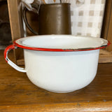 Vintage Enamelware Child’s Chamber Pot – White with Red Trim