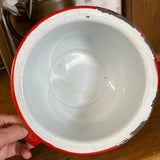 Vintage Enamelware Child’s Chamber Pot – White with Red Trim