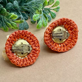 Vintage Straw Hat Earrings, West Germany