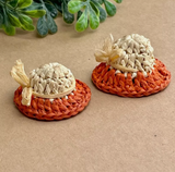 Vintage Straw Hat Earrings, West Germany