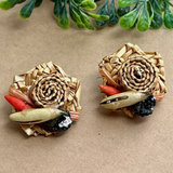 Vintage Straw Hat Earrings with Fruit