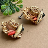 Vintage Straw Hat Earrings with Fruit