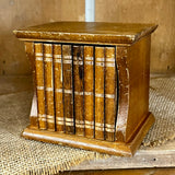 Vintage Wooden Book Coaster Set – 8 Coasters with Cork Centers