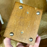Vintage Wooden Book Coaster Set – 8 Coasters with Cork Centers