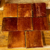 Vintage Wooden Book Coaster Set – 8 Coasters with Cork Centers