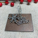 Wyoming Christmas Ornament with Merry Christmas & Snowflake Charms