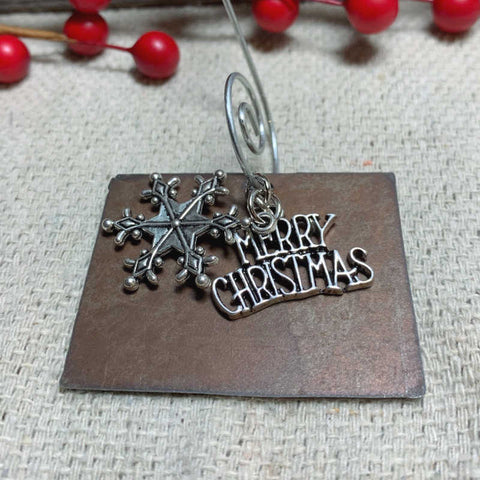 Wyoming Christmas Ornament with Merry Christmas & Snowflake Charms