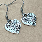 Silver Heart Earrings with Angels & Stars