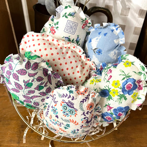 Vintage Flour Sack Mini Egg Pillows, Set of 6