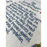 Vintage Embroidery “THE LORD’s PRAYER" 17x22" Hand Embroidered Fabric Decor V22