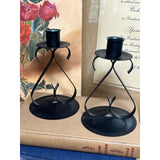 Pair of Black Metal Candlesticks Candle Holders, Fall Autum Halloween Decor V169