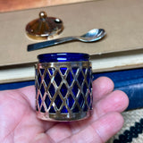 Vintage Salt & Pepper Set with Cobalt Blue Inserts