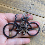 Bicycle Christmas Ornament with Merry Christmas & Snowflake Charms