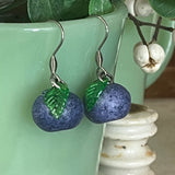 Blueberry Earrings with Leaf Beads - PREORDER