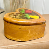 Boho Heart-Shaped Trinket Box, Resin Lid with Fruit & Flowers