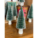 Bottle Brush Sisal Christmas Tree on Vintage Ceramic Insulator