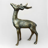 Vintage MCM Heavy Brass Spotted Buck Deer Figurine Eclectic Home Holiday