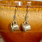 Coffee Cup Earrings, Coffee Mug with Heart