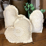 Set of 3 Vintage Chenille Heart Pillows, Mini