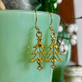 Elegant Gold Rhinestone Christmas Tree Earrings