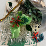 Vintage Christmas Craft Supply Pack with Bingo Card, Domino, Poker Chips, Mini Wreath & Mixed Embellishments