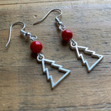 Christmas Tree Earrings with Red Bead