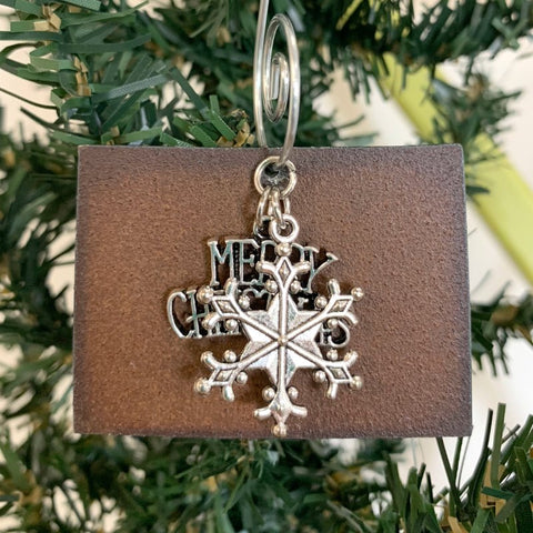 Colorado Christmas Ornament with Merry Christmas & Snowflake Charms