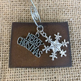Colorado Christmas Ornament with Merry Christmas & Snowflake Charms