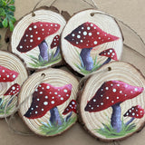 Hand-painted Mushroom Ornament on Wood Round