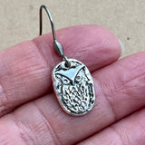 Owl Earrings, Artisan Coin Charm