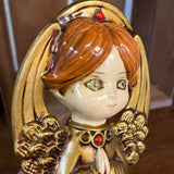 Mid-Century Paper Mâché Angel – Gold with Red Crystals – Made in Japan