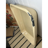 Vintage Enamelware Baking Pan, Tan Casserole Dish, Farmhouse Prim Prairie V34
