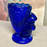 Vintage FENTON Cobalt Blue BUNNY RABBIT w Basket Egg Cup/Toothpick Holder, V14