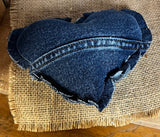 Set of 3 Worn Denim Hearts
