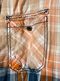 Bleached Plaid Shirt with Happy Fall Y'all, Thread & Cloth, XXL 2X