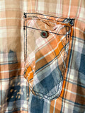 Bleached Plaid Shirt with Happy Fall Y'all, Thread & Cloth, XXL 2X