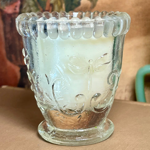 Sweet Pea & Jasmine Candle in Dragonfly Glass