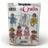 UNCUT Simplicity Crafts 8796 Sewing Pattern Baby Doll Clothes Gown V160