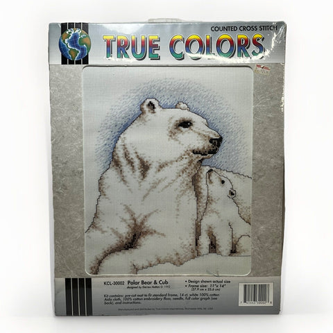 NEW True Colors POLAR BEARS Cross Stitch Kit KCL-30002 Vintage 1992 V140